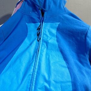 Blue Hoodie with Abstract Design